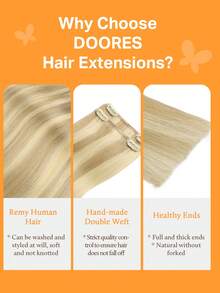 DOORES 7pcs Clip-In Hair Extensions 100% Human Hair 14-24 Inches 115g, Remy Grade Invisible Straight Thick Silky Hair Curtain, Voluminous Straight Hair Extensions - S18/22/60 - View 8