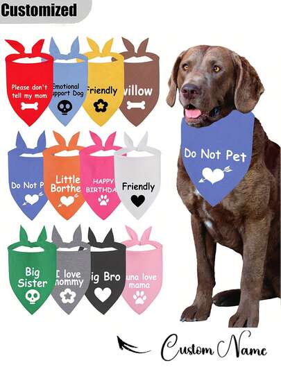 Personalized Custom Pet Scarf , Personalized Dog Bandana,Customized Pets Logo Print Solid Color Pet Triangle Scarf With Logo, Pet Neck Scarf,Bibs Triangle Scarfs Gift For Small Medium Large Dogs Cats Baby Puppy Pets Accessories Ornamental Stylish,Fashion,Colorful,Vintage,Cute,Contracted,Cuties Custom,Unique,Customized,Personalized Pet For Anniversaries,For Birthdays