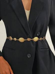 Nuevo cinturón de cadena de metal bohemio retro de moda, cadena de cintura de alta gama única para que las mujeres decoren y modifiquen la línea de la cintura con vestidos - Multicolor - Ver 8