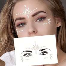 1sheet Night Light Face Gem Stickers, Acrylic Gems Stickers, Self-Adhesive Rhinestone Sticker For Party, Club,Halloween, Festival Face Decorations - Multicolor - View 5