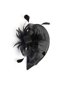 1件装女士迷人帽子茶会头饰肯塔基德比婚礼花朵网纱发夹发饰