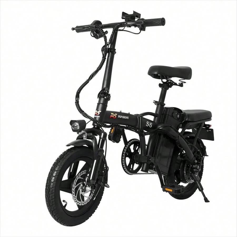 POP SHOPE S6 Electric Bicycle 35Km/H Max Speed 35Km Max Autonomy 10.4AH/48V Battery Capacity 120Kg Load Capacity with 2 Seats Foldable Bicycle with a Free Basket. - Nrgro - Ver 1