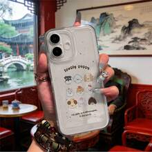 Funda TPU Transparente para Teléfono con Diseño de Perritos Bonitos Lindos Adorables Para el  17 16 15 14 13 12 11 X XS Pro Max 8 7 6 Plus SE caso marco suave - transparente - Ver 1
