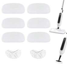 Express Delivery Reusable Steam Mop Pads Set 6 Pack Steam Mop Pads And 2 Universal Microfiber Cloths Compatible With KGHKGH Sprobil Rsx Steam Mops Or Cleaners Washable Replacement Pads For Floor Cleaning - trắng - Xem 8