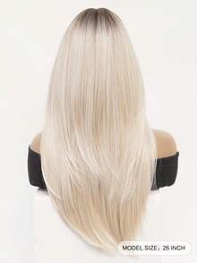 XOUJE 长直发合成假发，渐变金色挑染，层次分明的设计，搭配自然轻盈的刘海，轻盈舒适，是女士休闲、优雅和日常佩戴的理想之选，也适合派对、角色扮演和节日聚会。这款假发耐热，长度为26英寸。 - 漸變金色 - 查看 4