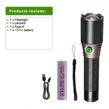 High Power Handheld Led Flashlights Portable Outdoor Camping 3 Lighting Modes Aluminum Alloy Zoomable Light Waterproof Torch - Black - View 14