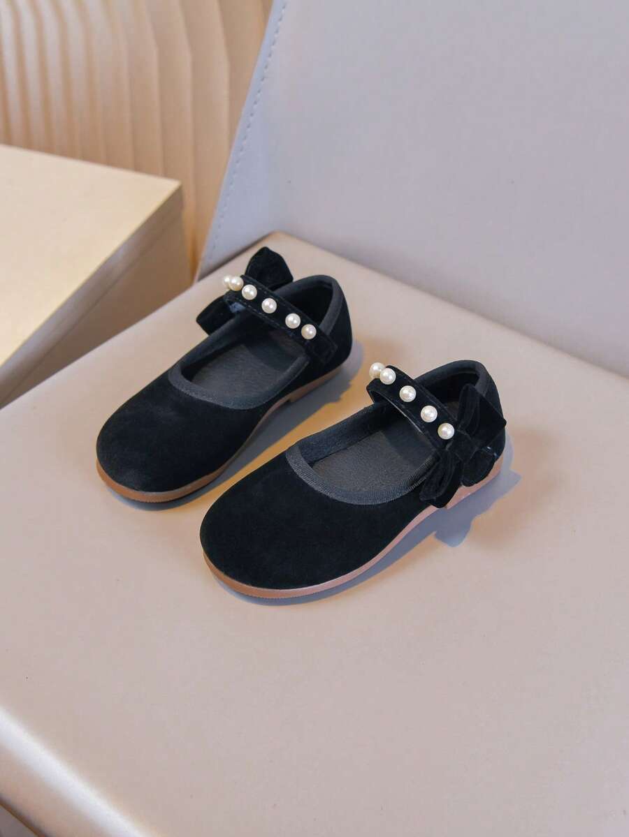 Children's Fashion Pearl Cloth Shoes, Casual Minimalist Style Comfortable Soft Bottom Flat Shoes, Spring/Summer - Black - View 1