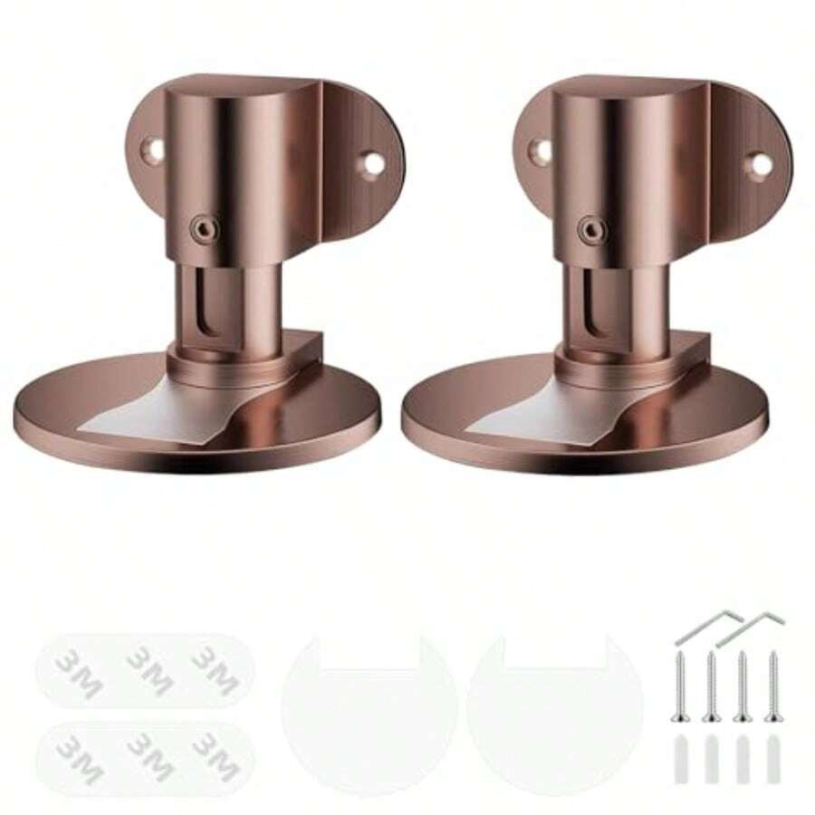 2 Pcs Tope de  o Topes para  Sin drar Tope de  o de Piso Silencioso Door Stop de ura Ajustable para el ogar la Oficina el Dormito Marrón Rojizo - MarrónRojo - Ver 1