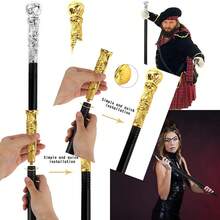 2PCS Gold Walking Cane And Silver Walking Cane Halloween Theme Party Supplies Halloween King Cosplay Prop Costume Accessories Halloween Prop Stick Pimp Canes Accessories For Adults - Black Gold Silver - View 1
