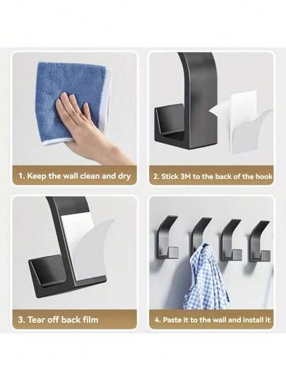 5pcs Self-Adhesive Hooks, No Drilling Required, Plastic Towel Hooks For Bathroom, Clothes Hangers For Wardrobe, Bathrobe Hooks For Bedroom, Key Holder Hooks For Home Organization, Casual Style, Bathroom/Living Room/Kitchen Accessories