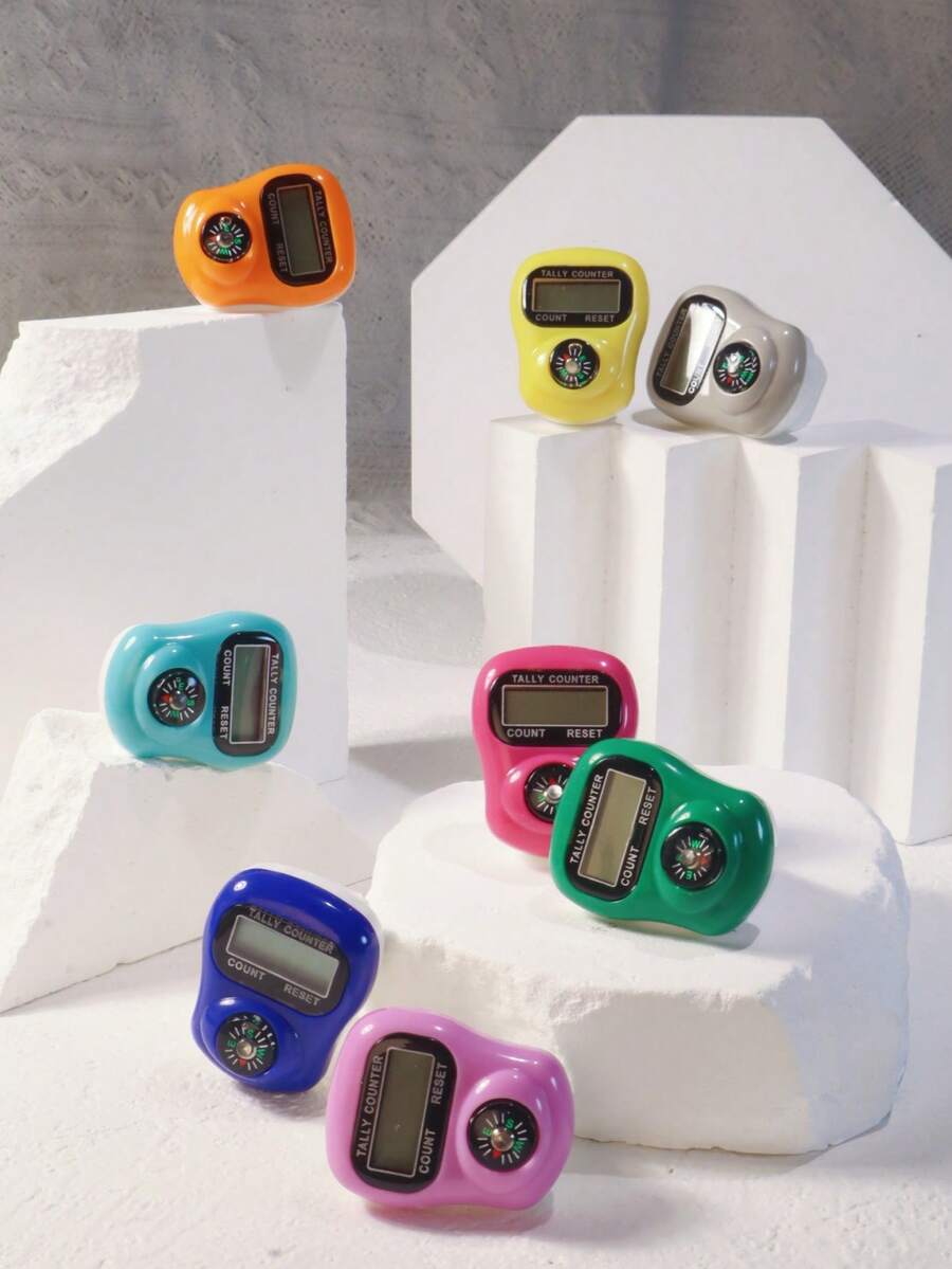 1个/5个/10个装新款计数器，适用于斋月、圣诞节、万圣节、节日、祈祷、居家使用、缓解压力、健身、瑜伽、仓库盘点、戒指计数器、电子计数器、中东阿拉伯语款、便携式指环计数器，佩戴于手指，操作简便。本产品采用纽扣电池供电（已内置纽扣电池）。 - 彩色 - 查看 1