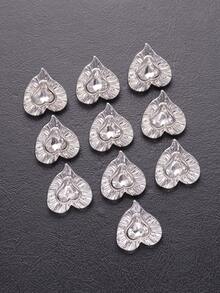 10pcs/Set Vintage Asymmetrical Textured Crystal Glass Metal Heart Shaped Buttons, Elegant For Coats, Sweaters, Uniforms, Suits, DIY Shoes, Hats, Bags, Jewelry Accessories - Multicolor - View 13