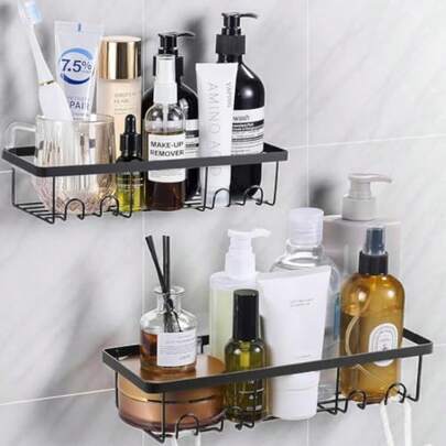 Shower Caddy 2-Pack Adhesive Bathroom Accessory Bathroom Shelves Shower Shelf Bathroom Accessories For Trailer Room Decor Bathroom Caddy Apartment Essentials