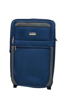 Fabric Travel Suitcase On Wheels - Navy Blue - View 9