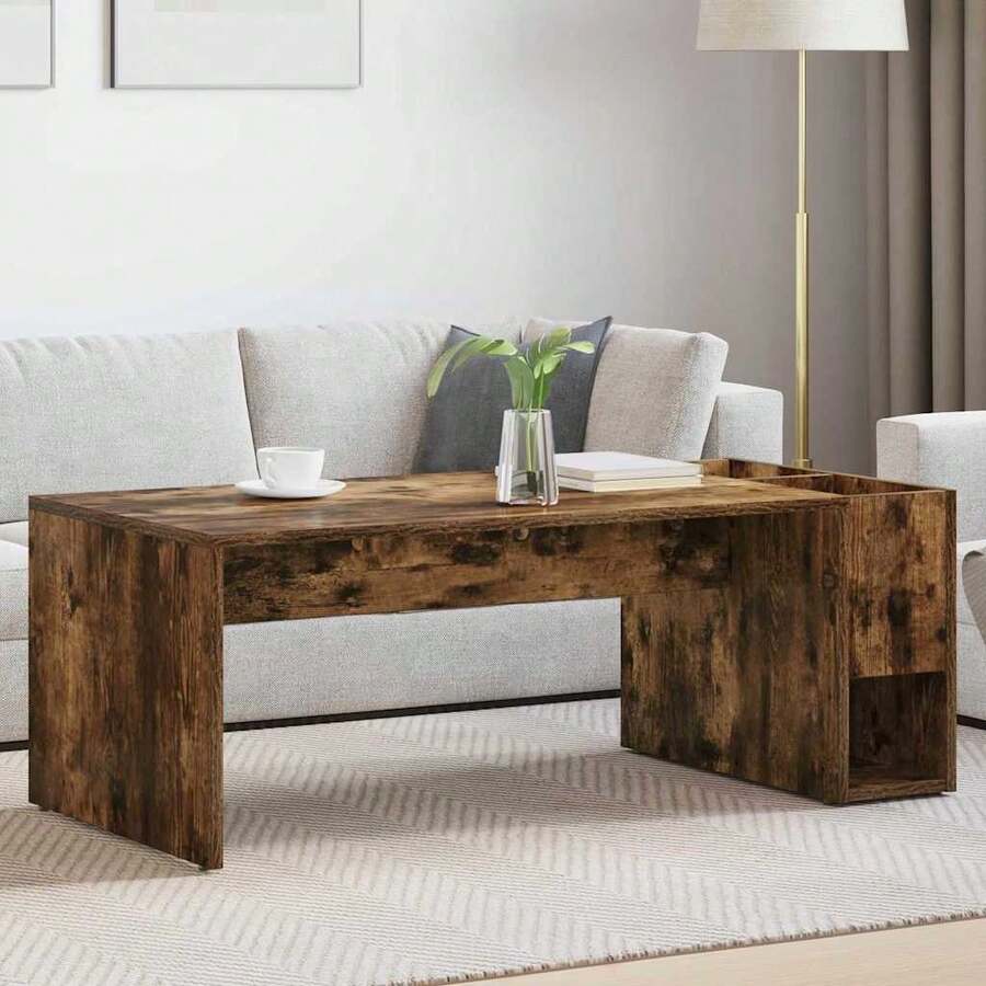 vidaXL Tavolo basso Chêne fumé 101,5 x 50 x 37 cm Bois d'ingénierie - Castano - Visualizzare 1