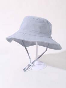 2 chiếc mũ chống nắng màu trơn cho trẻ em, có dây buộc cằm, mũ tai bèo chống tia UV mùa hè đi biển. - Nhiều màu - Xem 21