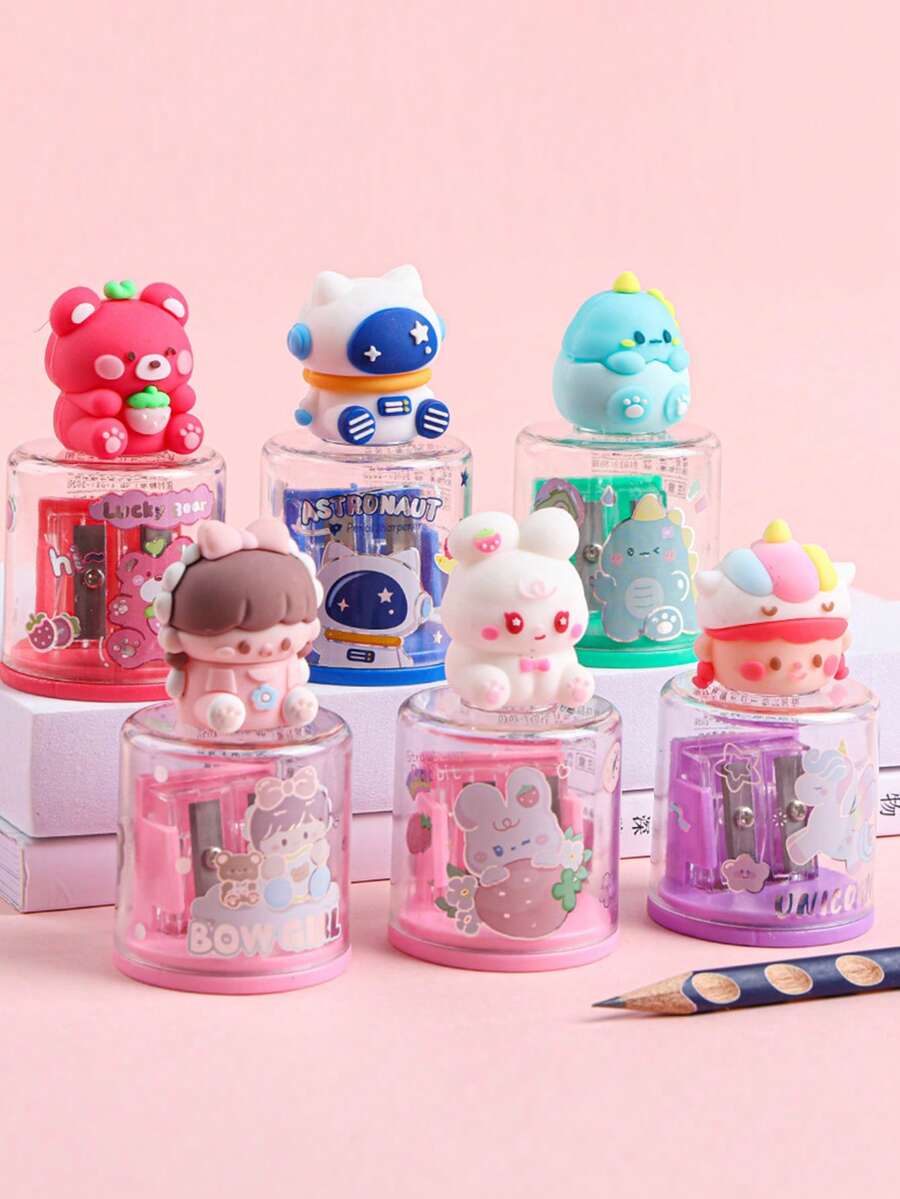 Mini Pencil Sharpener, Manual Rotary Pencil Sharpener For Students, Girls, Durable Pencil Sharpener For Boys - Multicolor - View 1