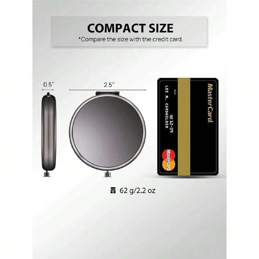 Compact Mirror For Purse, Double-Sided 1X/2X Magnifying Metal Pocket  Mirrors(Round, Onyx Black),39799260 - Black - View 1