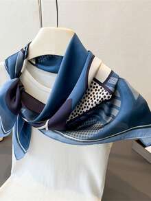 1pc Bandana Geometric Aesthetic New Scarf Square Shawl High-End Neckerchief Headscarf Scarf For Women, 70x70cm - Multicolor - View 11