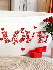 1 件情人节家居装饰墙贴，多尺寸 PVC 自粘可移除墙贴，浪漫心形玫瑰和情侣图案，节日装饰，适用于卧室、客厅、书房、餐厅、浴室、家居墙面装饰、房间装饰等。 - 彩色 - 查看 6