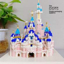 1pc Pink Castle Palace Princess Castle Building Creative Dreamy Micro Building Block Set Model 3D Assembly Educational Collectible Valentine's Day, Birthday, Christmas Gift - Multicolor - View 4