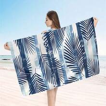 250gsm Super Absorbent Microfiber Beach Towel - Modern Leaf Pattern, Soft Quick-Dry Knit Fabric, Sand-Free, Ideal For Camping & Outdoor Activities, Essential For Summer Beach (1 Piece) - Multicolor - View 20