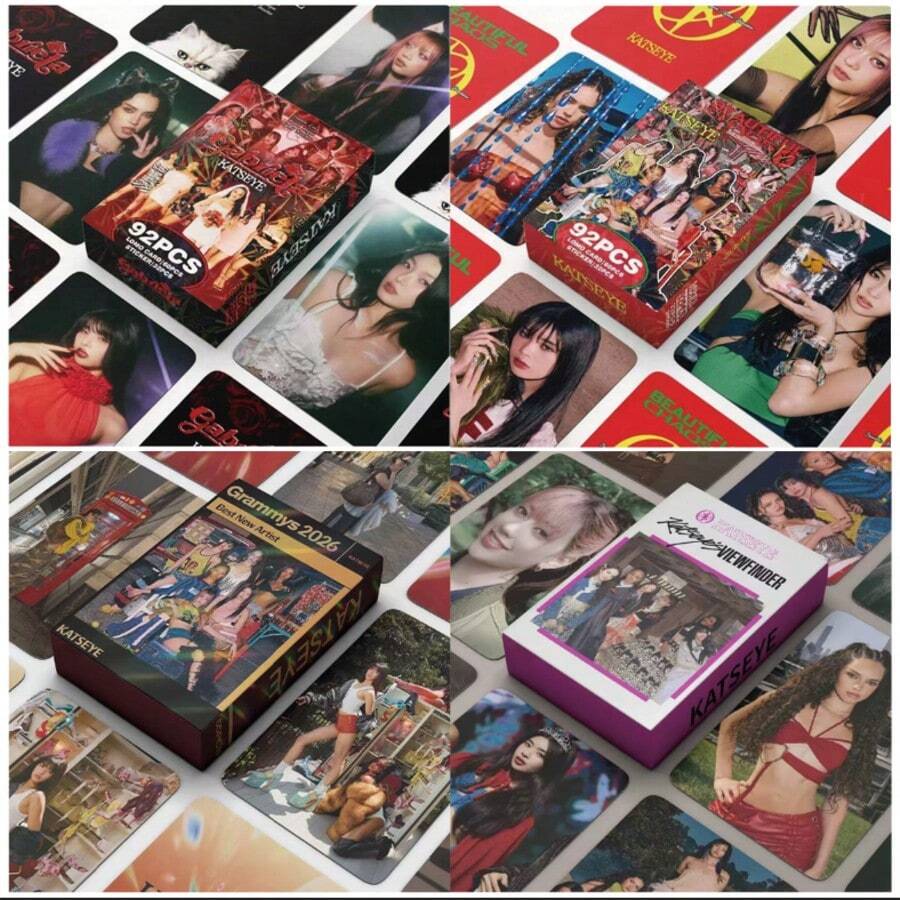 92 piezas Juego de Tarjetas Lomo de Ojos de Gato - Colección de Álbum de Fotos Gabr.Iela, 92 Tarjetas de Fotos con Pegatinas, Regalo de Fan de Kpop, Accesorios de Juego Creativos, Material de Papel, Grupo de Edad Adulta, Accesorios de Juego Creativos | Diseño de Tarjetas Vívido | Material de Tarjeta Duradero, Tienda de Kpop, Katseye, Tarjetas Foto Katseye, Tarjetas Lomo, Tarjetas Coleccionables - Multicolor - Ver 1