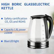 [Same model: 94353526] HD-1857-A 220V 2000W 1.8L Electric Glass Kettle UK Plug - como en la foto - Ver 4