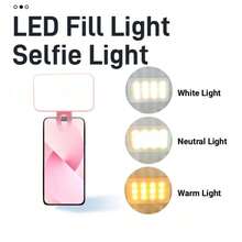 LED Fill Light Selfie Light, 1pc Portable Selfie Light, Clip-On Fill Light, Phone Selfie Lamp, For Mobile Phanes And Computers, Makeup, Zoom Conference, Live Streaming, Vlog, Perfect Selfies And Video Calls 250mAh Suitable For Selfies And Live Streaming, Portable Light - 1pcs + Black - View 5