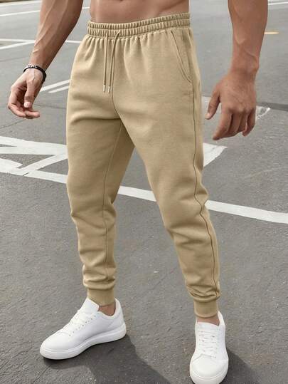 بنطلون محبوك أحادي اللون بتصميم بسيط، مناسب للرياضة والملابس الكاجوال، متعدد الاستخدامات عصري، مريح وقوي، هدية رائعة للصديق/الزوج. مصنوع من 100% بوليستر، بنطلون رياضي رقيق، مناسب لجميع الفصول.