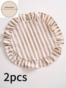 1/2/4/6pcs Bohemian Style Round Napkins With Ruffled Edges, Khaki Color, Suitable For Home, Kitchen, Dining Table, Party, Wedding, Office, Coffee Table Decor, All Seasons, Photography Background - Khaki - View 11
