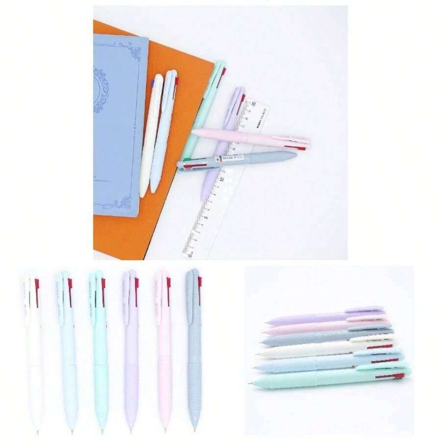 Multicolor Ballpoint Pen 0.5, 4 - In - 1 Colored Pens Fine Point, Ballpoint Pens Planner Journaling, Assorted Ink, 6 - Count - 彩色 - 查看 1