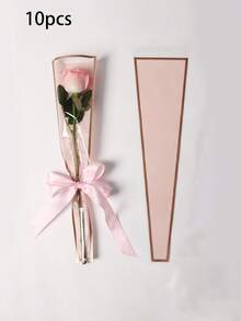 50pcs Transparent Single Stem Flower Bouquet Packaging Bags, Waterproof Packaging Bags For Multi-Rose Bouquets, Fresh Flower Packaging For Valentine's Day, Mother's Day, Birthday, Christmas And New Year Gifts - Multicolor - View 7