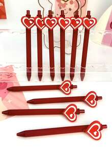 Bộ 6 bút bi rút hình trái tim dễ thương, tối giản, chủ đề Ngày Valentine và mùa tựu trường, nhiều màu sắc khác nhau. - Nhiều màu - Xem 5