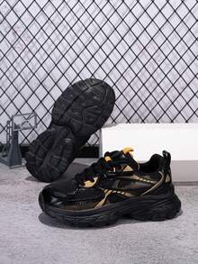 1双青少年春秋季低帮厚底运动鞋，网眼鞋面，轻便透气，时尚配色，百搭系带，方便穿脱，鞋头减震设计，休闲校园学生鞋 - 彩色 - 查看 6