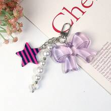 1pc Unisex INS Style Acrylic Bowknot & Star Pendant Keychain, Fashionable Minimalist Bag Charm - Multicolor - View 4