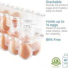 InterDesign Fridge/Freeze Binz Envase para Huevos, huevera de plstico apilable para 14 Huevos, Caja de Huevos, Transparente - transparente+14 huevos+set de 1+envase para huevos - Ver 6