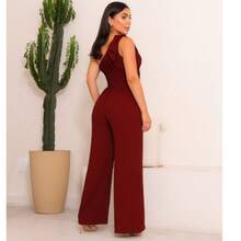 Women's Long Jumpsuit With Elastic Back And Padded Cups, Suitable For All Occasions - Redwood - View 2
