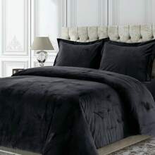 Pack Cobertor Everest Aborregado Color Liso + Sabana Combinable MATRIMONIAL - Negro - Ver 5