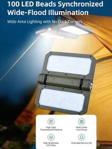 1pc Portable And Durable Multi-Functional Camping Lamp: Solar Charging + Dual-Side Lighting + Long-Lasting Battery Life, A Practical Equipment Suitable For Outdoor Camping / Night Fishing / Emergency Lighting.
