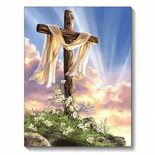 1Pc Jesus Christ Religion Cross Diamond Painting Kit Mosaic Embroidery Adult Handicraft Hobbies Home Decoration 30x40cm /11.81x15.75inch - A06-125 - Xem 1