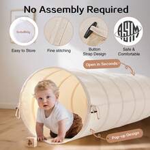 Kids Play Tunnel Play Toys For Toddlers: Pop Up Kids Play Tunnel For Baby, Children Crawl Through Indoor - Collapsible Montessori Sensory Gift For Activity - Lightweight Pet Tunnel For Dogs, Puppy - Beige - Beige - View 4