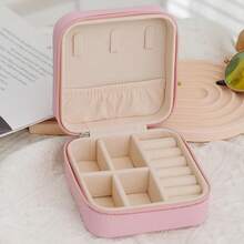 1pc Travel Jewelry Case Bridesmaid Gifts Box,Small Jewelry Box Mini Jewelry Organizer,PU Leather Portable Earring Storage Box For Women Girls Bridesmaid Proposal Gifts - Multicolor - View 7