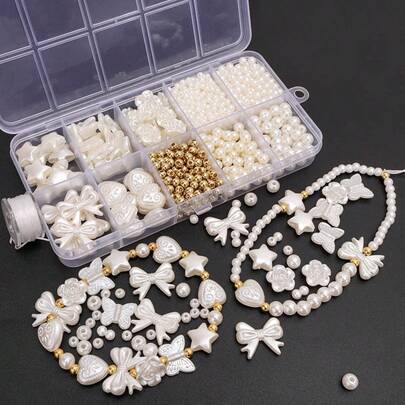 800 piezas Kit de material accesorio DIY, juego completo de cuentas, perlas, pulseras, suministros para hacer joyas