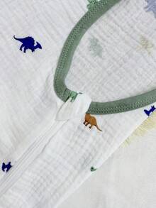 Soft Breathable 0.5 TOG Sleeping Bag | Baby Sleeveless 100% Cotton Crinkle Gauze Muslin Sleepsack For Spring Summer Dinosaur Printed Sleep Sack 0-18M - Dinosaur - View 4
