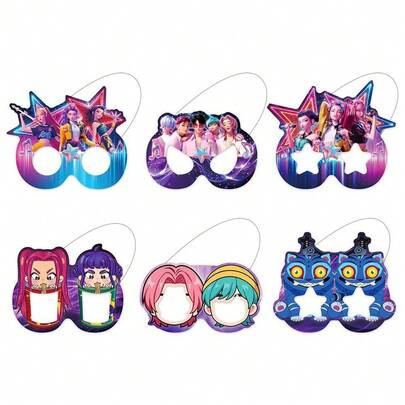 K-POP 女巫狩猎主题派对拍照道具、纸质面具、女团化妆舞会、趣味半脸面具、生日派对服装、氛围道具、装饰眼镜、男女团体主题面具、生日派对用品、装饰道具、用品