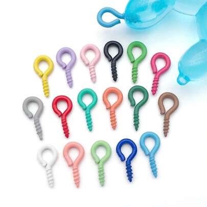 200pcs Colorful Screw Eye Pins For Jewelry Making, Mini Metal Eyelets Screw Clasps Hook Rings For Cork Top Bottles, Art DIY Jewelry, Charm Bead 5x10mm