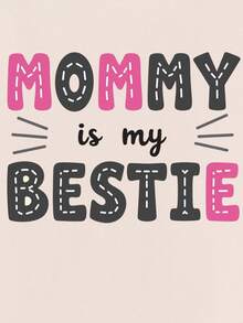 Young Girls Creative "Mom Is My Best Friend" Letter Graphic Short Sleeve T-Shirt, Summer - Beige - View 4