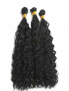 1 y 3 piezas/paquete Extensiones de cabello negro rizado y esponjoso de 14 a 22 pulgadas, extensiones de cabello sintético resistentes al calor, peinado DIY - Negro - Ver 13