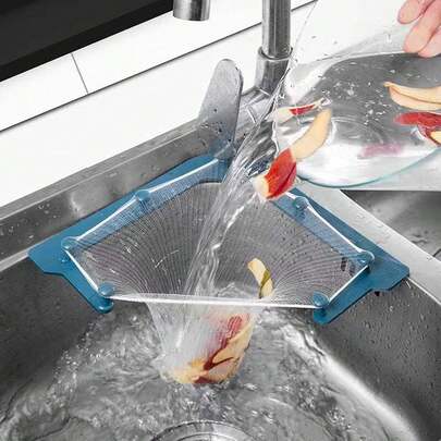 Corner Strainer, Triangular Strainer With Three Supports, Multi-Purpose Strainer Bag (Blue, 1 Support + 100 Filter Bags)